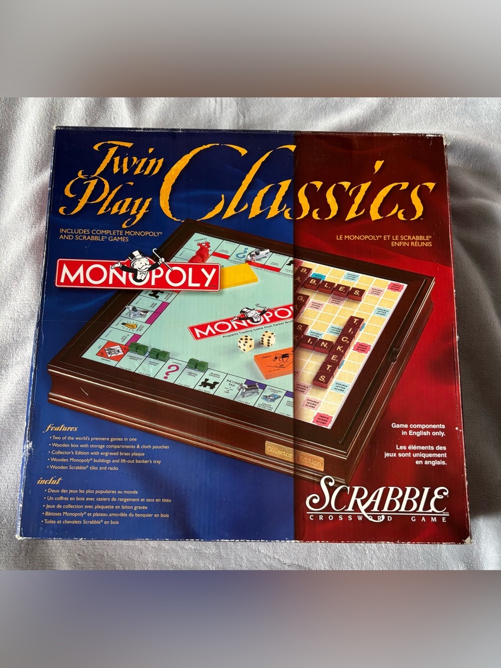 Twin Play Classics: Monopoly & Scrabble Board Game - COMPLETE